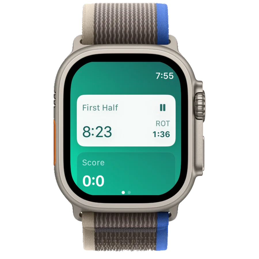 Coach Meister soccer rotation generator match timer on Apple Watch for equal playing time and substitution timing